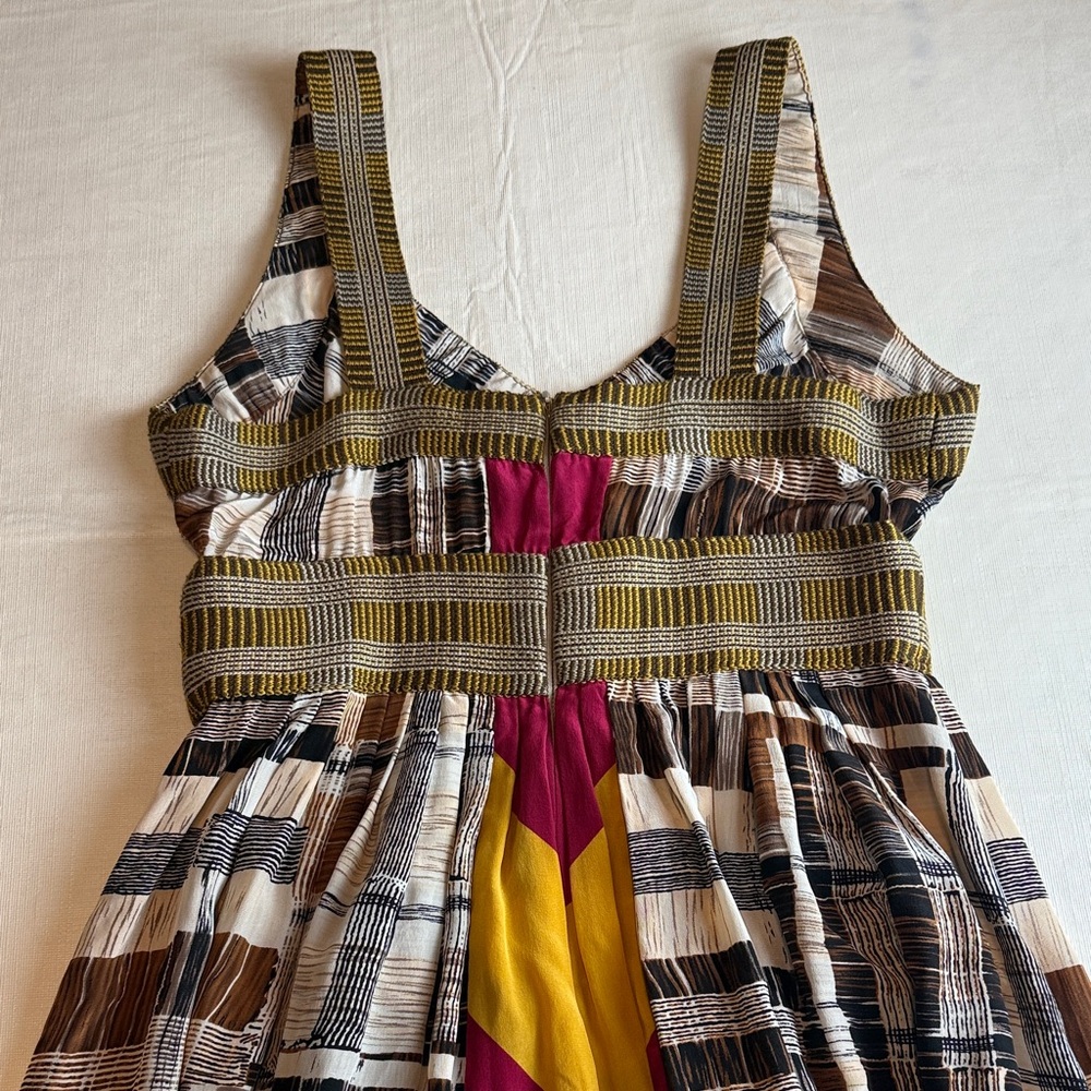 Plenty by Tracy Reese Anthropologie Brown Cream Plaid Sleeveless Silk Sundress 8 - Picture 11 of 13